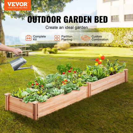 VEVOR verhoogd bed 240 x 60 x 25 cm plantenbak dennenhout groentebed bloembak kruidenbed tuinbed plantenpot ideaal voor het kweken van groenten, fruit, kruiden, vetplanten etc.