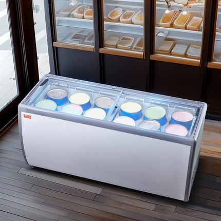 VEVOR 567L commerciële ijsvitrine Gelato Dip vriezer ijsvitrine