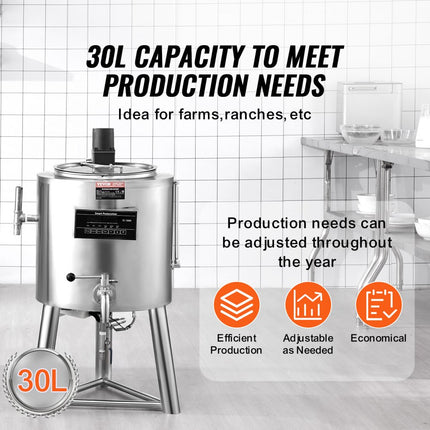 VEVOR Commerciële pasteurisatiemachine 30L Pasteurisatiemelksterilisatie