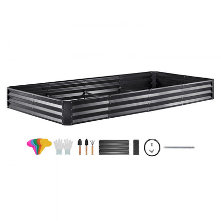 VEVOR verhoogde bloembak plantenbak tuin plantenbak terras moestuin tuinbed plantenbak donkergrijs 240x120x30cm gegalvaniseerd metaal ideaal voor het kweken van groenten fruit kruiden etc.