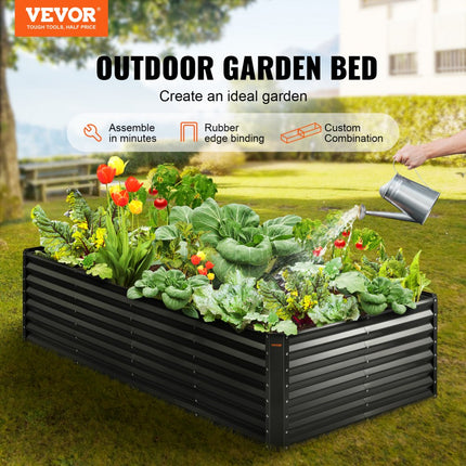 VEVOR verhoogde plantenbak bloembak tuin plantenbak patio groentebed tuinbed plantenbed donkergrijs 240x120x60cm gegalvaniseerd metaal ideaal voor het kweken van groenten fruit kruiden enz.