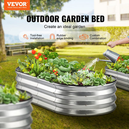 VEVOR verhoogde plantenbak bloembak tuin plantenbak terras groentebed tuinbed plantenbed zilver 120x60x30cm gegalvaniseerd metaal ideaal voor het kweken van groenten fruit kruiden etc.