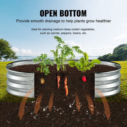 VEVOR verhoogde plantenbak bloembak tuin plantenbak terras groentebed tuinbed plantenbed zilver 120x60x30cm gegalvaniseerd metaal ideaal voor het kweken van groenten fruit kruiden etc.