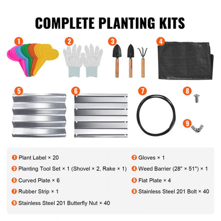 VEVOR verhoogde plantenbak bloembak tuin plantenbak terras groentebed tuinbed plantenbed zilver 120x60x30cm gegalvaniseerd metaal ideaal voor het kweken van groenten fruit kruiden etc.