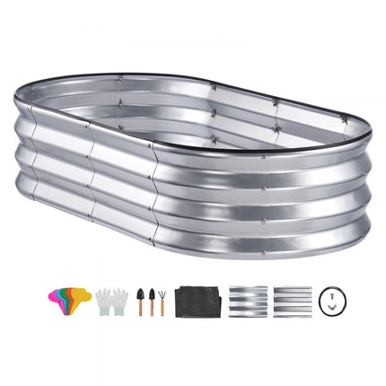 VEVOR verhoogde plantenbak bloembak tuin plantenbak terras groentebed tuinbed plantenbed zilver 120x60x30cm gegalvaniseerd metaal ideaal voor het kweken van groenten fruit kruiden etc.