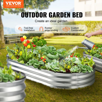 VEVOR verhoogde plantenbak bloembak tuin plantenbak terras groentebed tuinbed plantenbed zilver 180x90x30cm gegalvaniseerd metaal ideaal voor het kweken van groenten fruit kruiden etc.