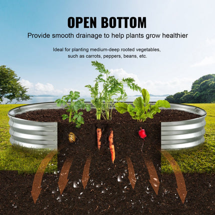 VEVOR verhoogde plantenbak bloembak tuin plantenbak terras groentebed tuinbed plantenbed zilver 180x90x30cm gegalvaniseerd metaal ideaal voor het kweken van groenten fruit kruiden etc.