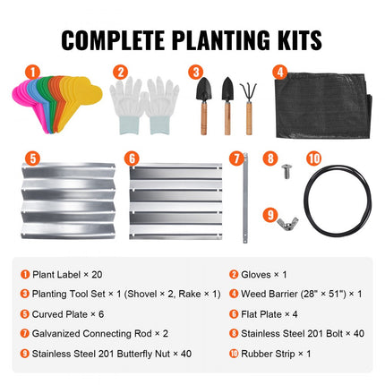 VEVOR verhoogde plantenbak bloembak tuin plantenbak terras groentebed tuinbed plantenbed zilver 180x90x30cm gegalvaniseerd metaal ideaal voor het kweken van groenten fruit kruiden etc.