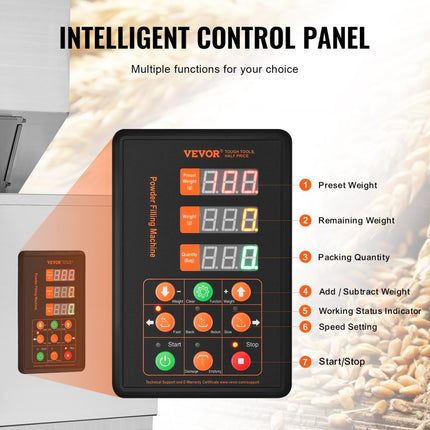 VEVOR deeltjesvulmachine, automatische vulmachine van 0,022-2,2 lbs/10-1000 g met voetpedaal, roestvrijstalen weegvulmachine, weegvulmachine voor bonen, zaden, granen, thee, korrelsverpakking