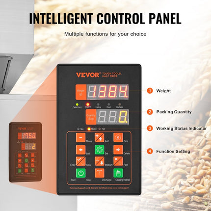 VEVOR deeltjesvulmachine 20-5000g Automatische vulmachine met voetpedaal Roestvrijstalen weegvulmachine Weegvuller voor bonen Zaden Granen Thee Korrelverpakking