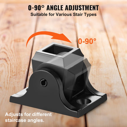 VEVOR set van 50 paalsteunen, aluminium paalschoen, paalaanschroefhuls, aanschroefhuls, steunvoet Geschikt voor diverse trapleuningen, enkele draai, dubbele draai, dubbele manden