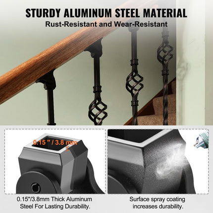 VEVOR set van 50 paalsteunen, aluminium paalschoen, paalaanschroefhuls, aanschroefhuls, steunvoet Geschikt voor diverse trapleuningen, enkele draai, dubbele draai, dubbele manden