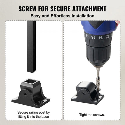 VEVOR set van 50 paalsteunen, aluminium paalschoen, paalaanschroefhuls, aanschroefhuls, steunvoet Geschikt voor diverse trapleuningen, enkele draai, dubbele draai, dubbele manden