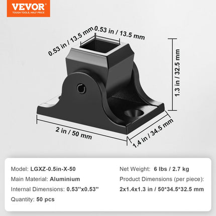 VEVOR set van 50 paalsteunen, aluminium paalschoen, paalaanschroefhuls, aanschroefhuls, steunvoet Geschikt voor diverse trapleuningen, enkele draai, dubbele draai, dubbele manden