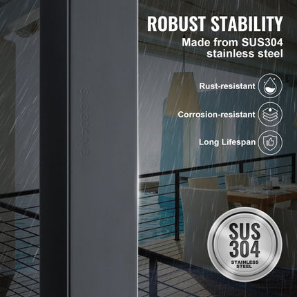 VEVOR balkonpaal, relingpaal, paal 91x4x4cm zonder gaten, zwart, 1 stuk.