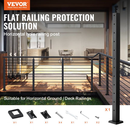 VEVOR balkonpaal relingpaal dekrailpaal 1,07m zwart