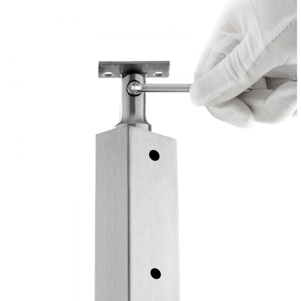 VEVOR kabelrailpalen ca. 91 x 2,5 x 5 cm stalen horizontale gaten relingpalen 10 voorgeboorde gaten SUS304 roestvrijstalen palen met horizontale en gebogen beugel, 1 stuks zilver