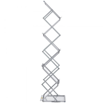 VEVOR Opvouwbaar Tijdschriftenrek Zilver Catalogus Houder Stand 26 x 36 x 152 cm Opvouwbare Catalogus van Aluminiumlegering en Pc-borden met 6 Vakken Gebruikt in Tentoonstellingen Beurzen Bibliotheken