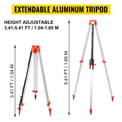 VEVOR Groene Roterende Laser Waterpas 1,65 m Statief 5 m Staff Layout Tool W/case Zelfroterend