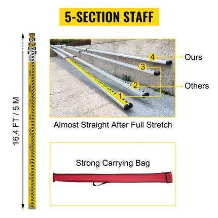 VEVOR Groene Roterende Laser Waterpas 1,65 m Statief 5 m Staff Layout Tool W/case Zelfroterend