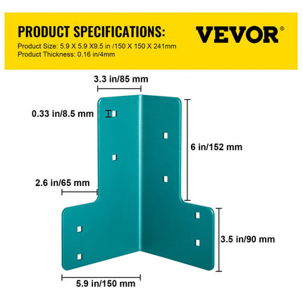 VEVOR 8-delige zwenkverbinder 4 mm paalverbinder zwenkverbinder