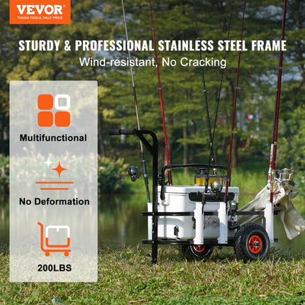 VEVOR Strandviswagen Visserswagen 200 lbs met ballonbanden voor zand