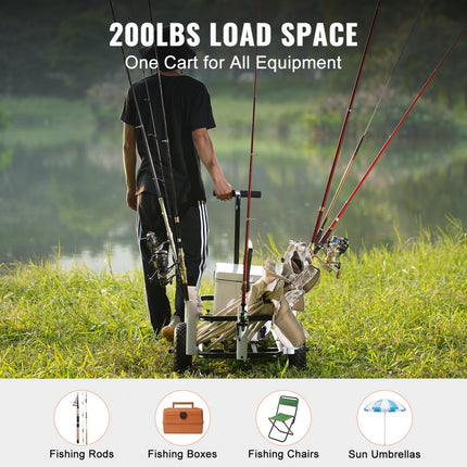 VEVOR Strandviswagen Visserswagen 200 lbs met ballonbanden voor zand
