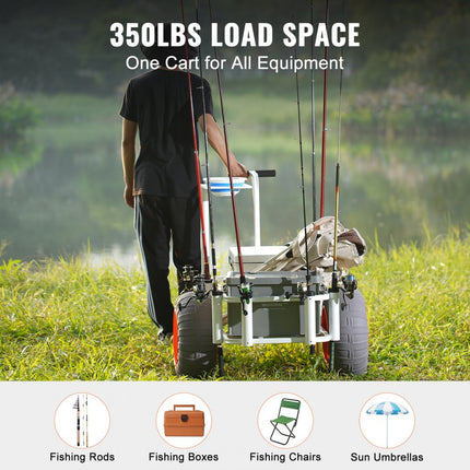 VEVOR Strandviswagen Visserswagen 350 lbs met ballonbanden voor zand