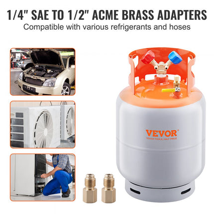 VEVOR koelmiddelopvangtank 30 lbs 400 psi herbruikbare cilindertank Φ 250 x 390 mm koelmiddelopvangtank Oranje HP295 stalen koelmiddelopvangtank