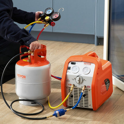 VEVOR koelmiddelopvangtank 30 lbs 400 psi herbruikbare cilindertank Φ 250 x 390 mm koelmiddelopvangtank Oranje HP295 stalen koelmiddelopvangtank