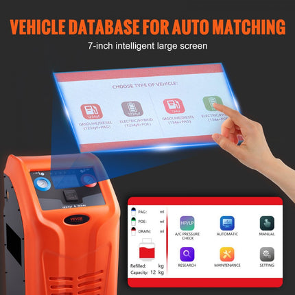 VEVOR Koelmiddelterugwinningsmachine Koelmiddelterugwinningsmachine 1000W Koelmiddelterugwinningsmachine 220-240V 0.7lbs/min Koelmiddelpompstation Terugwinningsmachine