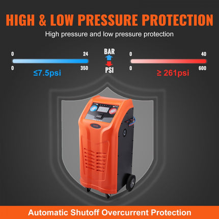 VEVOR Koelmiddelterugwinningsmachine Koelmiddelterugwinningsmachine 1000W Koelmiddelterugwinningsmachine 220-240V 0.7lbs/min Koelmiddelpompstation Terugwinningsmachine