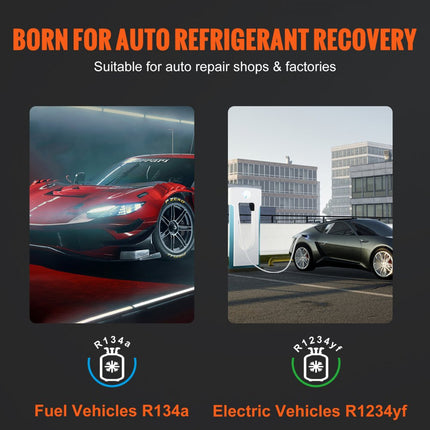 VEVOR Koelmiddelterugwinningsmachine Koelmiddelterugwinningsmachine 1000W Koelmiddelterugwinningsmachine 220-240V 0.7lbs/min Koelmiddelpompstation Terugwinningsmachine