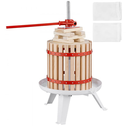 VEVOR fruitpers, sapcentrifuge, bessenpers, 11,3 L, fruitpers, 40 x 40 x 20,5 cm, Zelkova hout, handmatige fruitpers, appelpers, wijnpers, pureepers, sapcentrifuge, fruitmolen met filterzakken