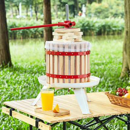 VEVOR fruitpers juicer bessenpers 6 L, fruitpers 17,5 x 26 cm Zelkova hout handmatige fruitpers, appelpers wijnpers mash pers juicer juicer fruitmolen met filterzakken
