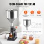 VEVOR 5-50ml vulmachine Handmatige vloeistofvulmachine Gemaakt van Food Grade 304 roestvrij staal Siliconen PTFE vulmachine inclusief twee spuitmonden 4 mm / 8 mm Ideaal voor het vullen van honingolie-essentie