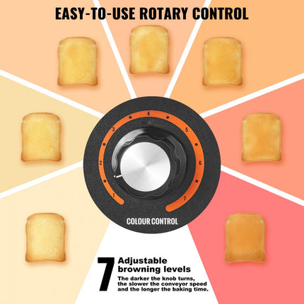 VEVOR continue broodrooster 1770 W broodrooster met transportband, kettingbroodrooster, drie instelbare modi 150/300/450 plakjes per uur, commerciële broodrooster transportband Edelstal restaurants, bakkerijen