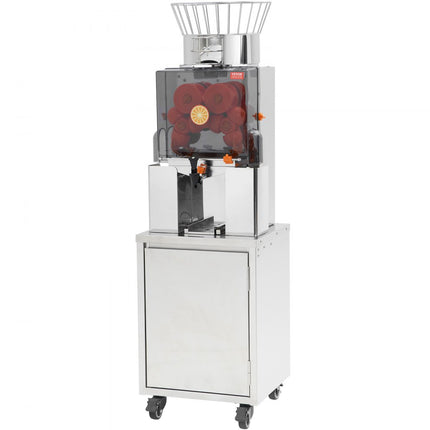 VEVOR Commerciële sinaasappelpers Automatische 120W sapcentrifuge, roestvrijstalen sinaasappelpers voor 25 sinaasappels per minuut, met uittrekbare filterbox, PC-deksel Citruspers Sapcentrifuge Elektrisch