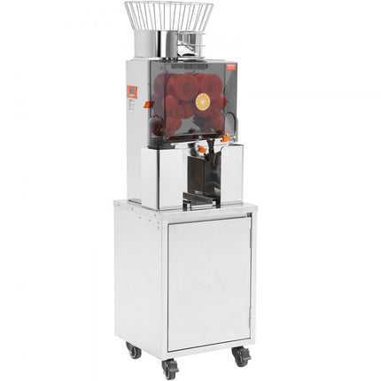 VEVOR Commerciële sinaasappelpers Automatische 120W sapcentrifuge, roestvrijstalen sinaasappelpers voor 25 sinaasappels per minuut, met uittrekbare filterbox, PC-deksel Citruspers Sapcentrifuge Elektrisch