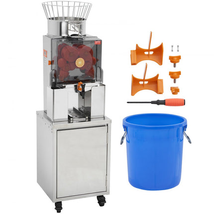 VEVOR Commerciële sinaasappelpers Automatische 120W sapcentrifuge, roestvrijstalen sinaasappelpers voor 25 sinaasappels per minuut, met uittrekbare filterbox, PC-deksel Citruspers Sapcentrifuge Elektrisch