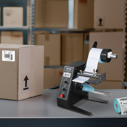 VEVOR Automatische labeldispenser, breedte 15-125 mm, lengte 3-150 mm, labelstripper, labelscheidingsmachine, traploze snelheidsaanpassing, labelapplicator, maximaal aantal 0-999999