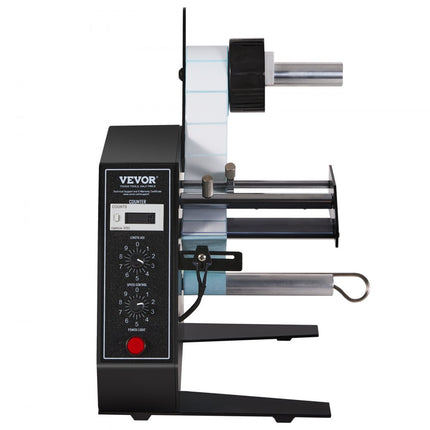 VEVOR Automatische labeldispenser, breedte 15-125 mm, lengte 3-150 mm, labelstripper, labelscheidingsmachine, traploze snelheidsaanpassing, labelapplicator, maximaal aantal 0-999999