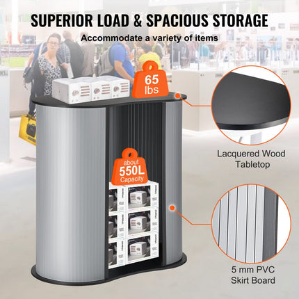 VEVOR Draagbare Beursbalie Beursbalie, 900 x 490 x 940 mm Beursstand Beursstand, Opvouwbare Promotie Retail Bartafel, Pop-up Podium met Opbergplank, Draagtas