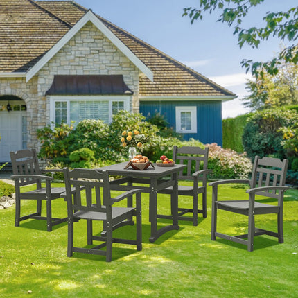 VEVOR 5-delige tuinmeubelset, balkonmeubelset, 1 tafel + 4 stoelen, 150 kg / 150 kg, zitgroep, weerbestendig, zonbestendig, eetgroep, tuin, terrasmeubelset, modern balkonmeubilair, lichtgrijs