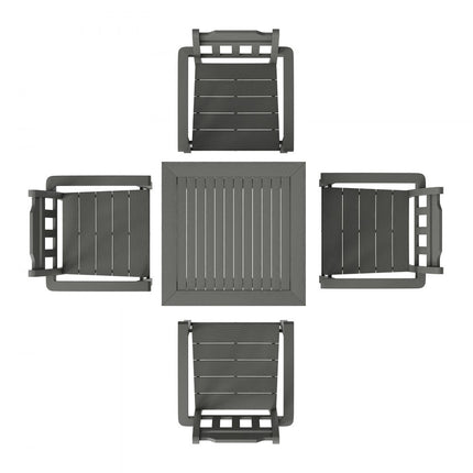 VEVOR 5-delige tuinmeubelset, balkonmeubelset, 1 tafel + 4 stoelen, 150 kg / 150 kg, zitgroep, weerbestendig, zonbestendig, eetgroep, tuin, terrasmeubelset, modern balkonmeubilair, lichtgrijs