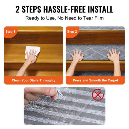 VEVOR trapmatten rechthoekige trapmatten 716 x 232 mm grijs 15 stuks traptapijt trapmatten duurzaam onderhoudsvriendelijk antislip traptapijt trapmat voor binnengebruik gestructureerd