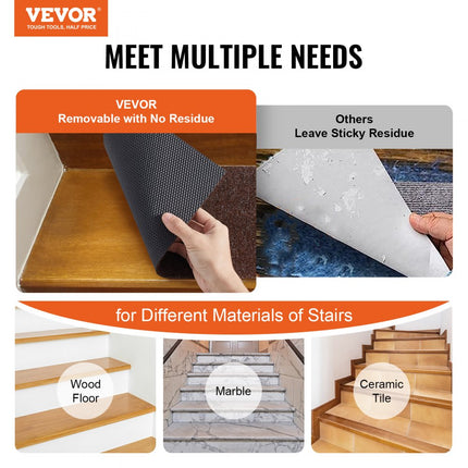 VEVOR trapmatten rechthoekige trapmatten 760 x 203 mm bruin 15 stuks traptapijt trapmatten duurzaam onderhoudsvriendelijk antislip traptapijt trapmat voor binnen etc.