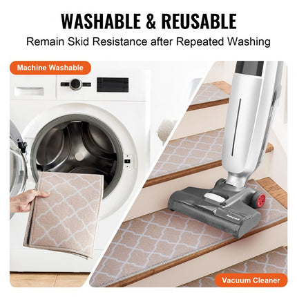 VEVOR traptreden antislip 28" x 9" machinewasbaar geluidsabsorberend voor oudere kinderen hondenveiligheid bruin 15 stuks