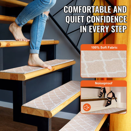 VEVOR traptreden antislip 28" x 9" machinewasbaar geluidsabsorberend voor oudere kinderen hondenveiligheid bruin 15 stuks