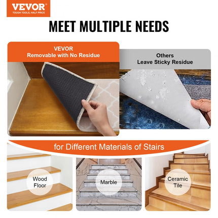 VEVOR traptreden antislip 28" x 9" machinewasbaar geluidsabsorberend voor oudere kinderen hondenveiligheid bruin 15 stuks